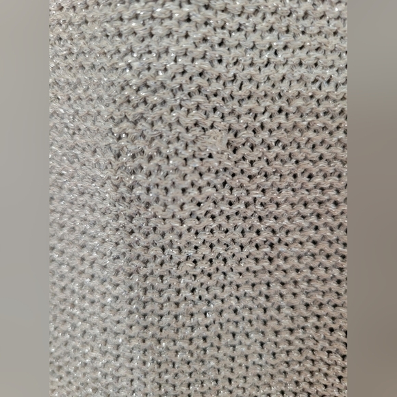 NWT Ann Taylor Silver Shimmer Grey Loose Knit Button Up Cardigan Size S - Picture 3 of 10